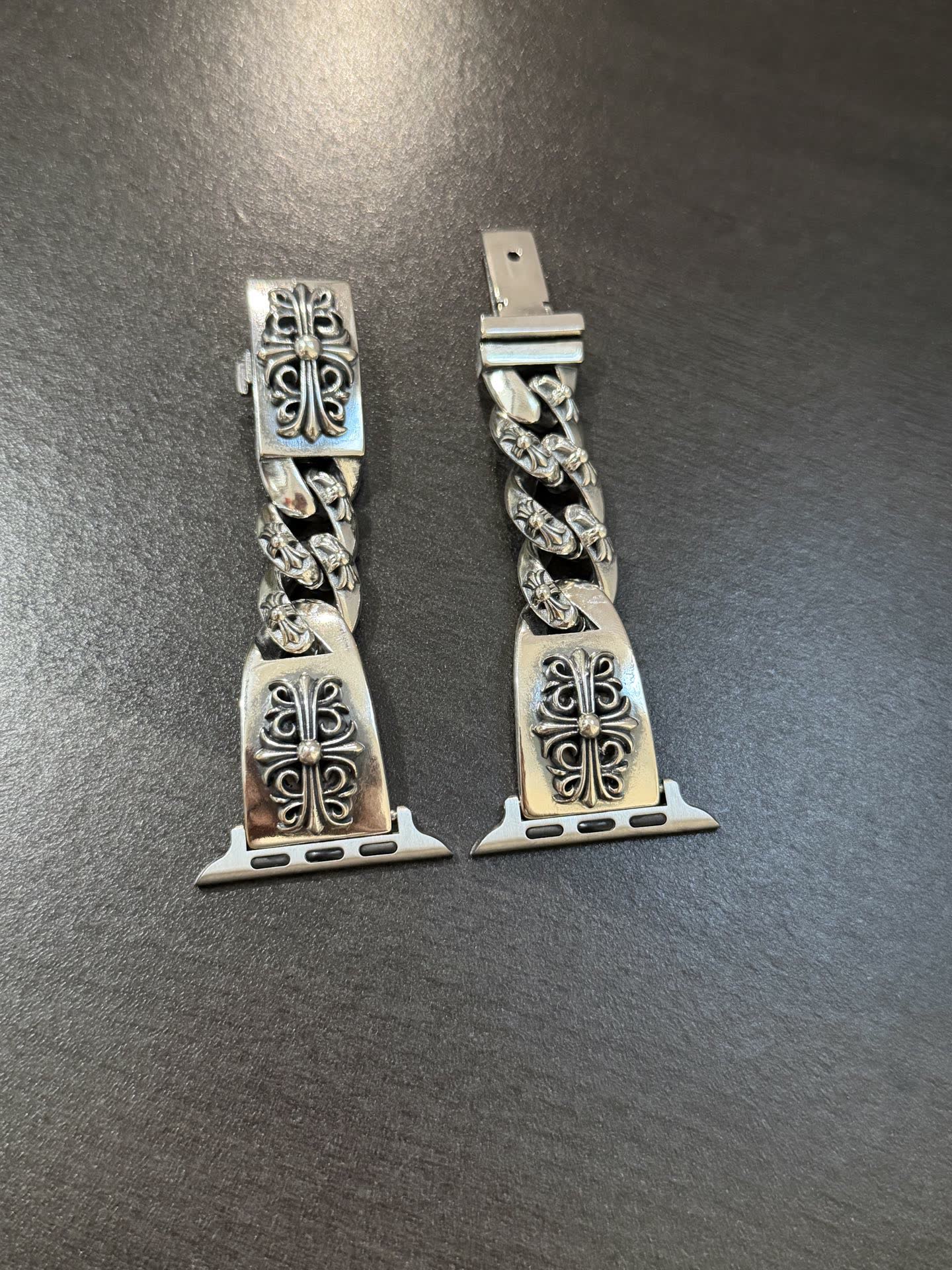 Chrome Hearts Silver Watch Band with Ornate Design